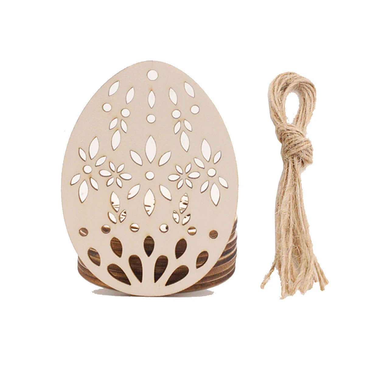 Houten figuur om zelf te schilderen/kleuren – 10 stuks eivormige hangers voor Pasen