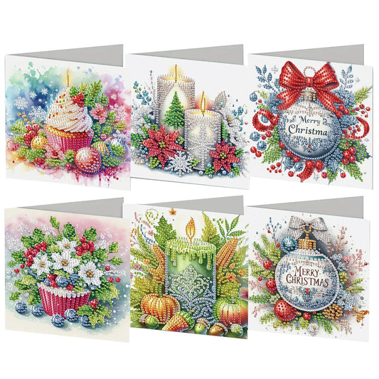 Diamond Painting Kerstkaarten set – 6 stuks creatieve kerstkaarten maken - IHK025