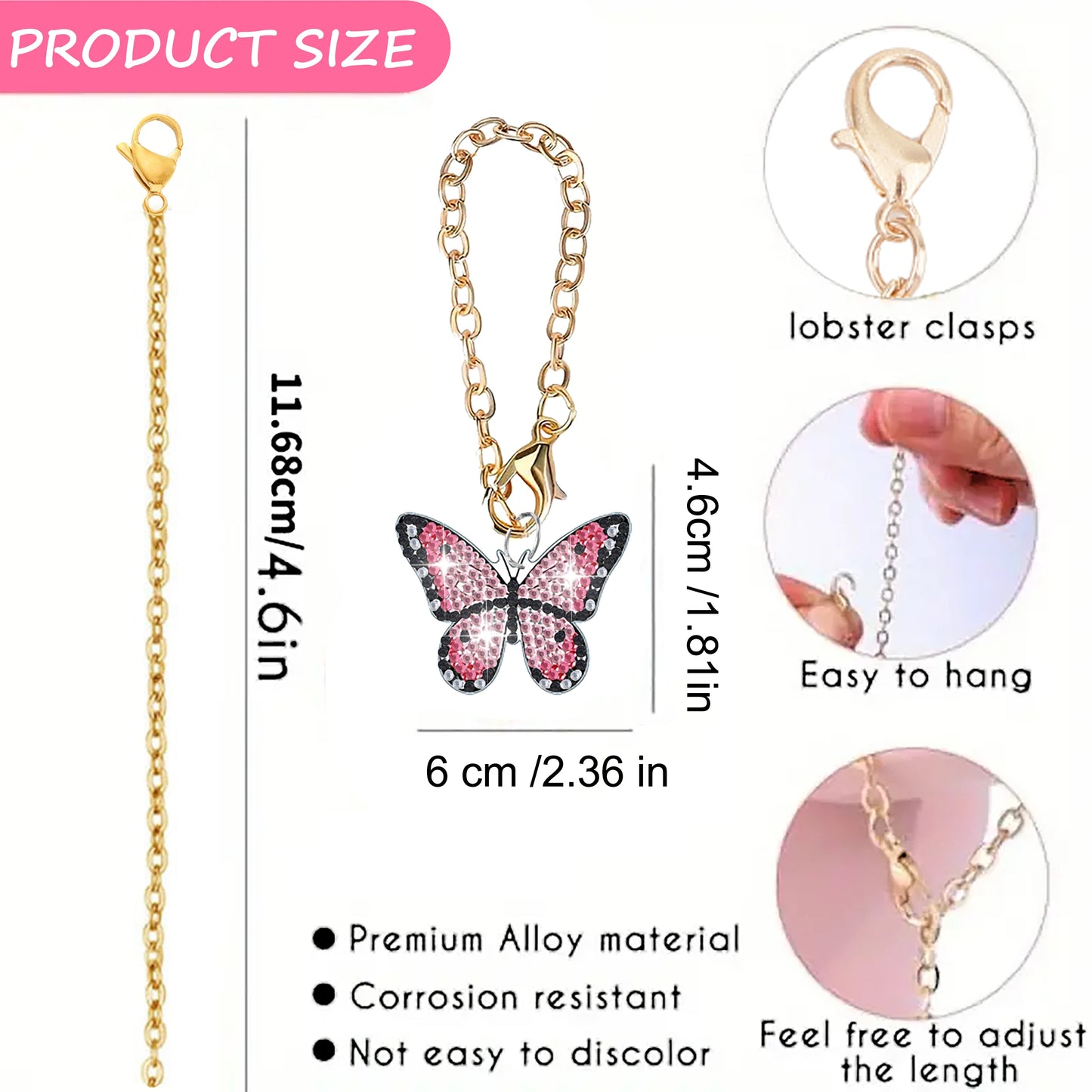 Diamond Painting Sleutelhanger set Vlinders 6 stuks Acryl Hangers