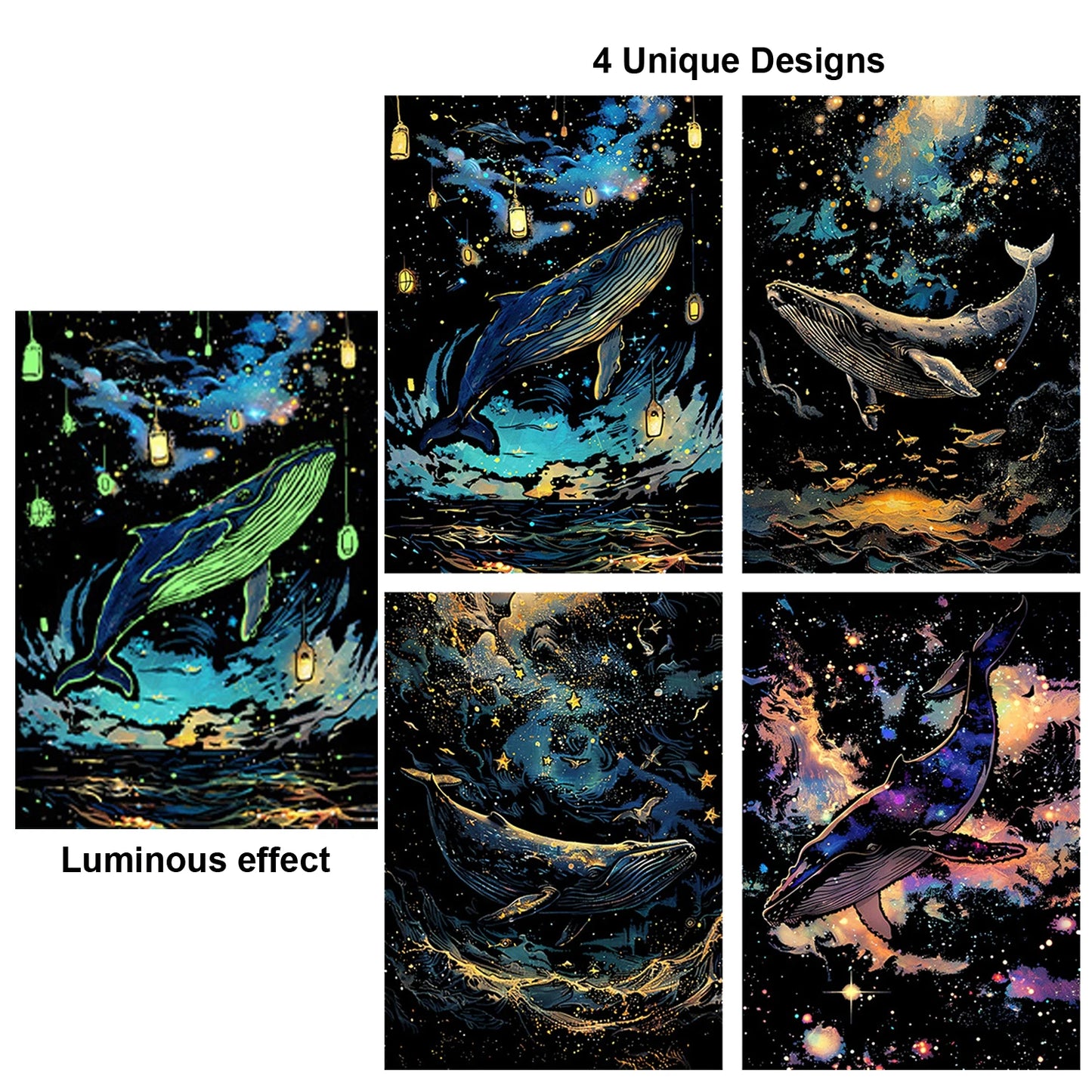 Krastekening set 4 stuks met lichtgevend effect voor volwassenen