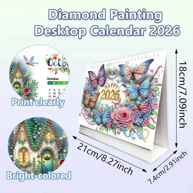 Diamond Painting Kalender met bloemen, vlinders en feestelijke accenten