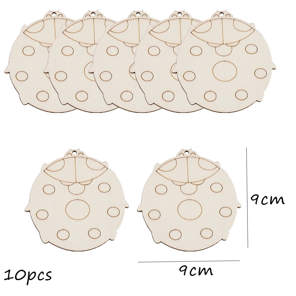 Houten figuren om zelf te kleuren/schilderen lente bloemen set van 10