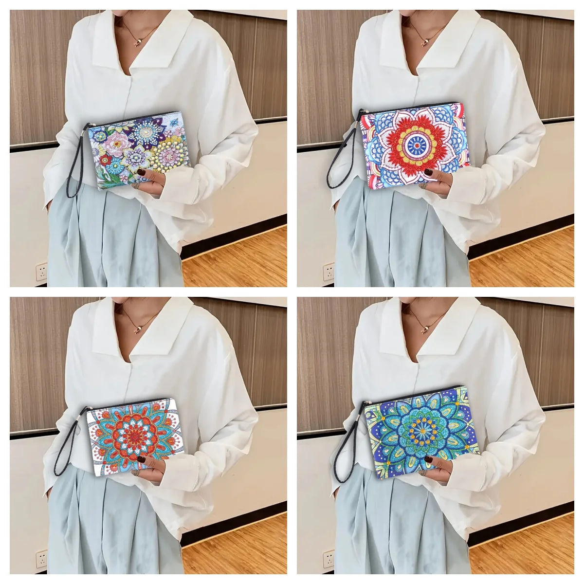 Diamond Painting Etui Mandala Clutch met Strass en PU Leren Afwerking