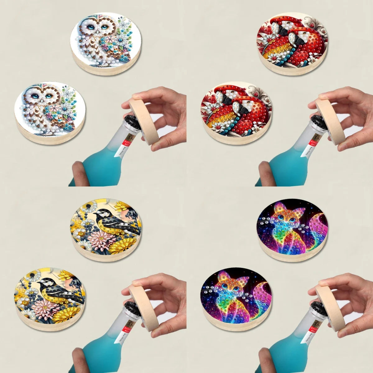 Diamond Painting Flesopener Rond Hout Strass Decoratief