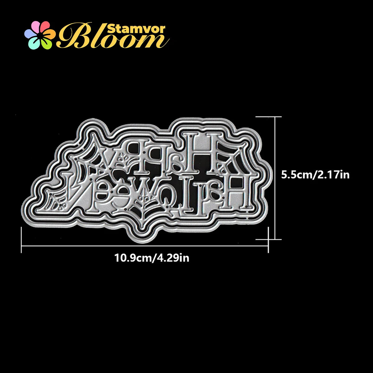 Snijmal Spinnenweb en Happy Halloween Tekst voor Kaarten en Scrapbooking