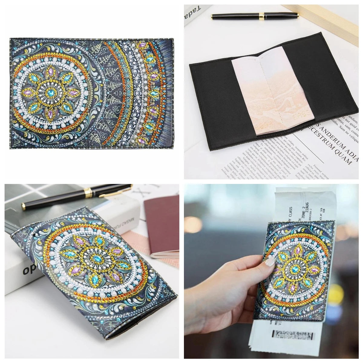 Diamond Painting Paspoort mapje Mandala PU leer houder