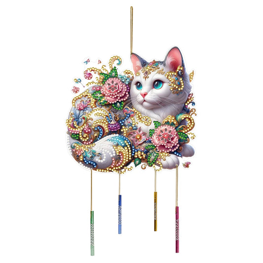 Diamond Painting Windgong - Dubbelzijdige Speciale Vorm met Schattige Kat 2