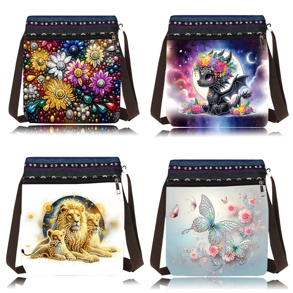 Diamond Painting Tas Vlinder Mandala Crossbody met Rits en Band