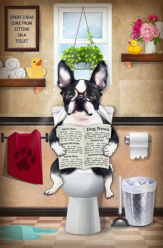 AB Diamond Painting met Fairy dust steentjes Dieren op Toilet