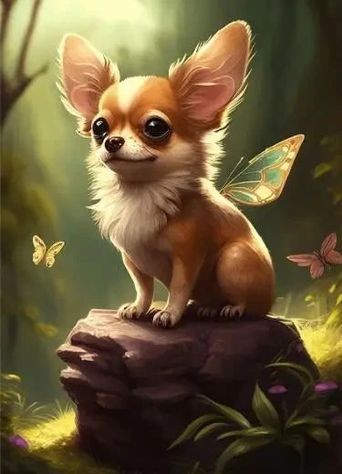 AB Diamond Painting met Fairy dust steentjes Chihuahua
