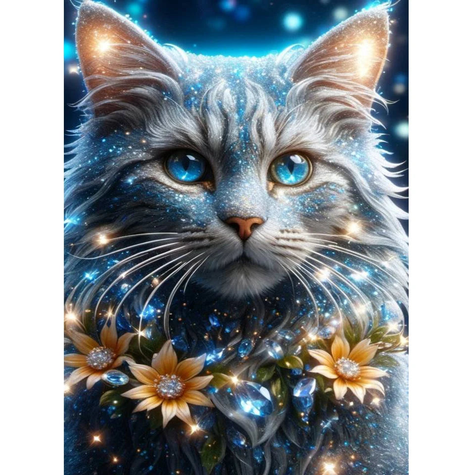 AB Diamond Painting met AB en Fairy dust steentjes Kat