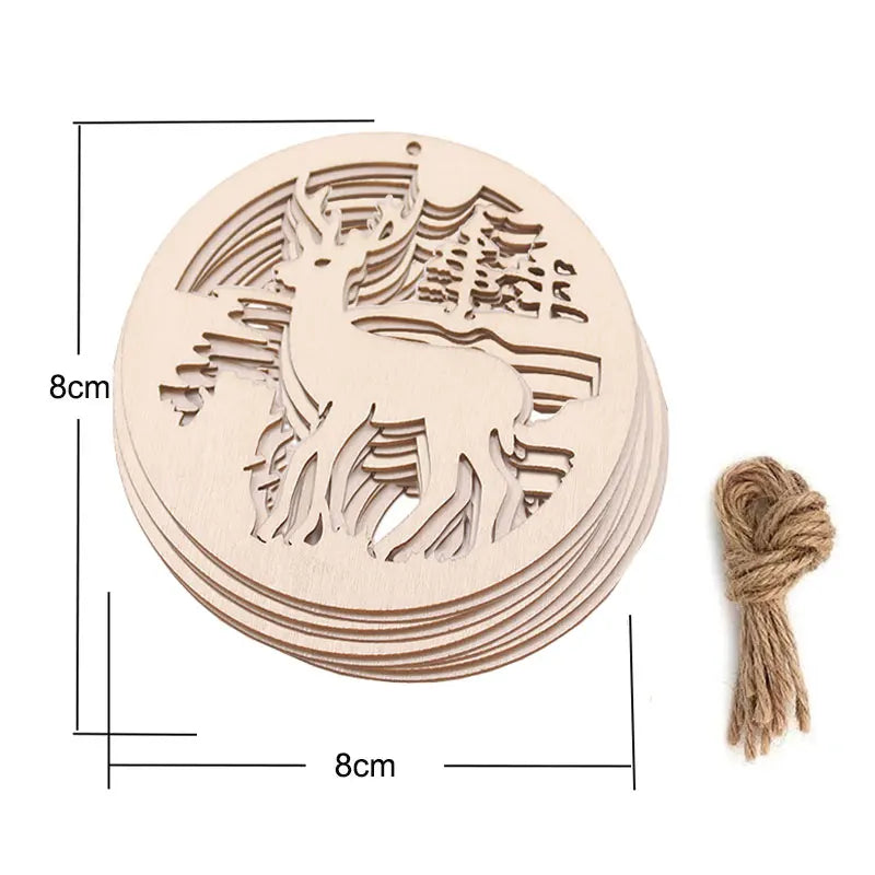 Houten figuur om zelf te kleuren/schilderen – Kerstversiering 10 stuks