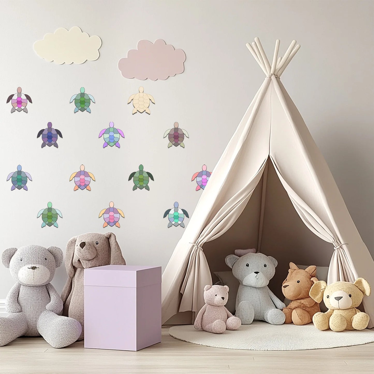 Houten figuren om zelf te schilderen/kleuren – Schildpad decoratie set