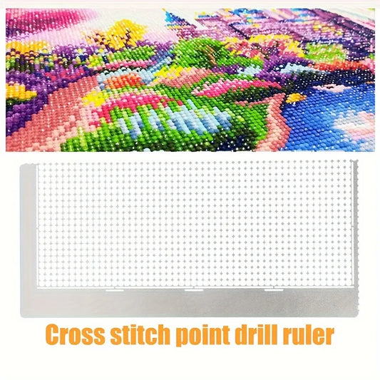 Diamond Painting Rechtlegger RVS Rasterliniaal met 1020 Gaten