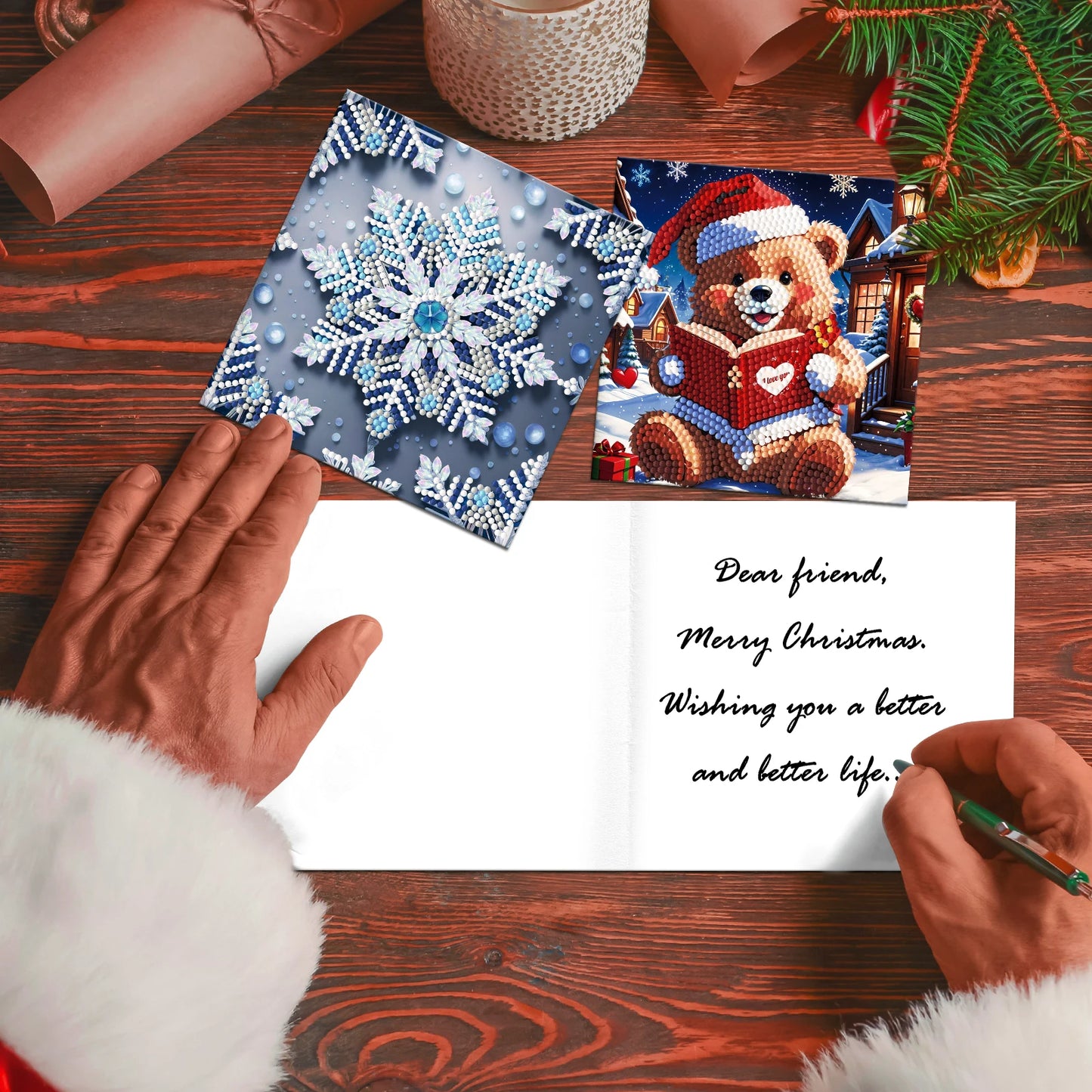 Diamond Painting Kerstkaarten set – Creatieve Feestelijke Wenskaarten
