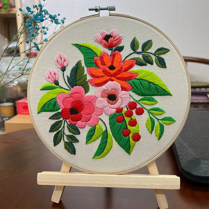 Borduurpakket Rond - Beginnerspakket met Bloemen & Dierenmotief
