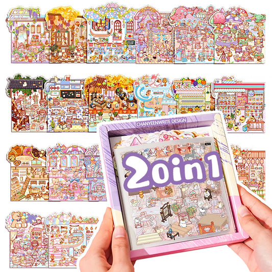 Sticker homestyling set 20in1 landschap stickeralbum voor kinderen