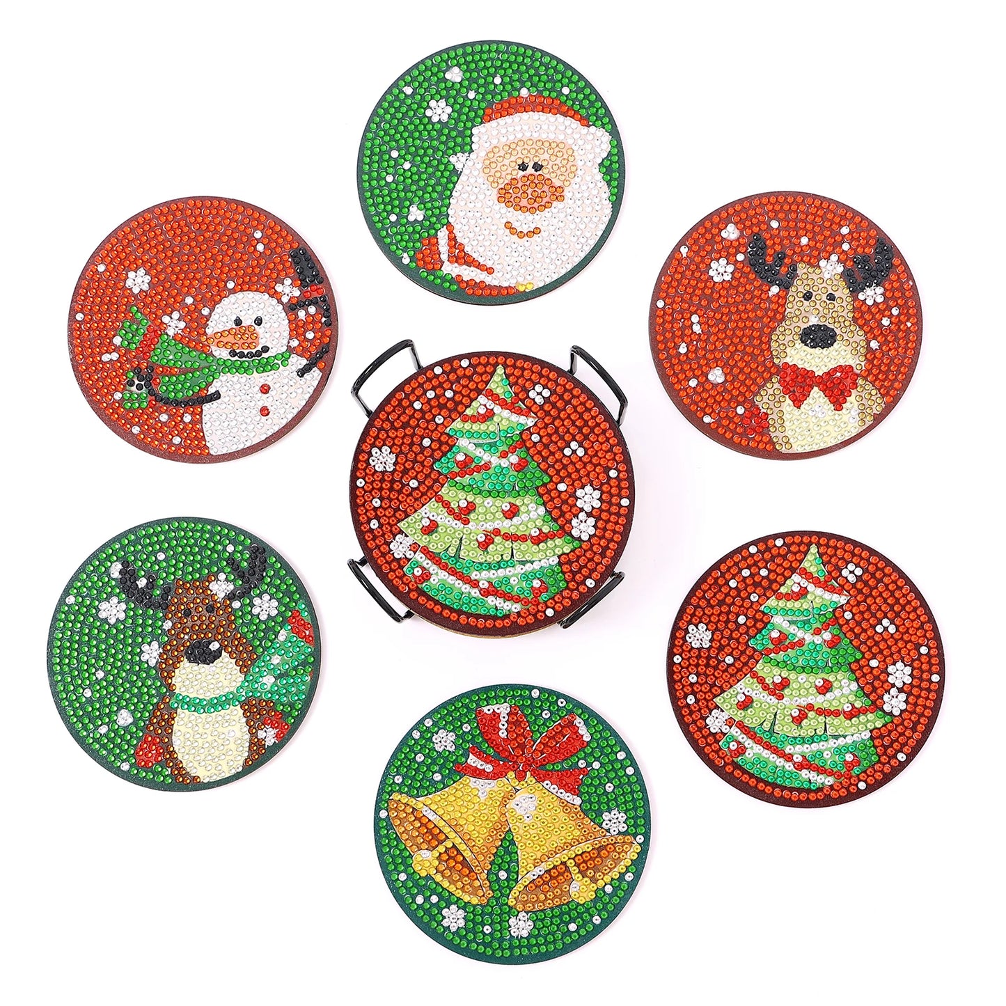 Diamond Painting Kerst Onderzetters met Houder – Creatief en Uniek Cadeau