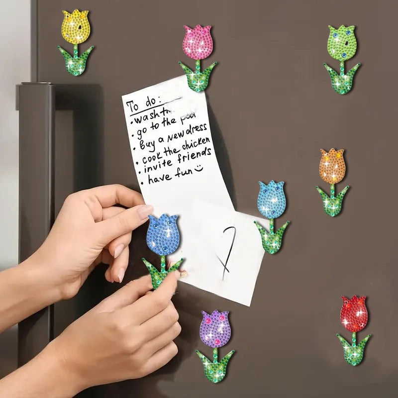 Diamond Painting Magneten met kleurrijke tulpen voor koelkast