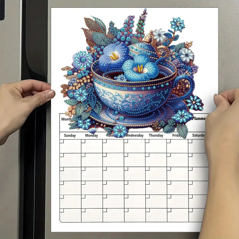 Diamond Painting Kalender Hartvormige Magnetische Planner voor Koelkast en Kantoor