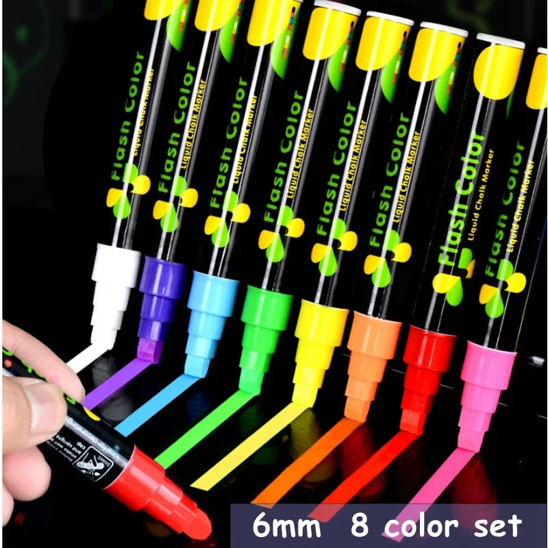 Stiften set 8 kleuren uitwisbare fluorescerende markers voor LED schrijfbord