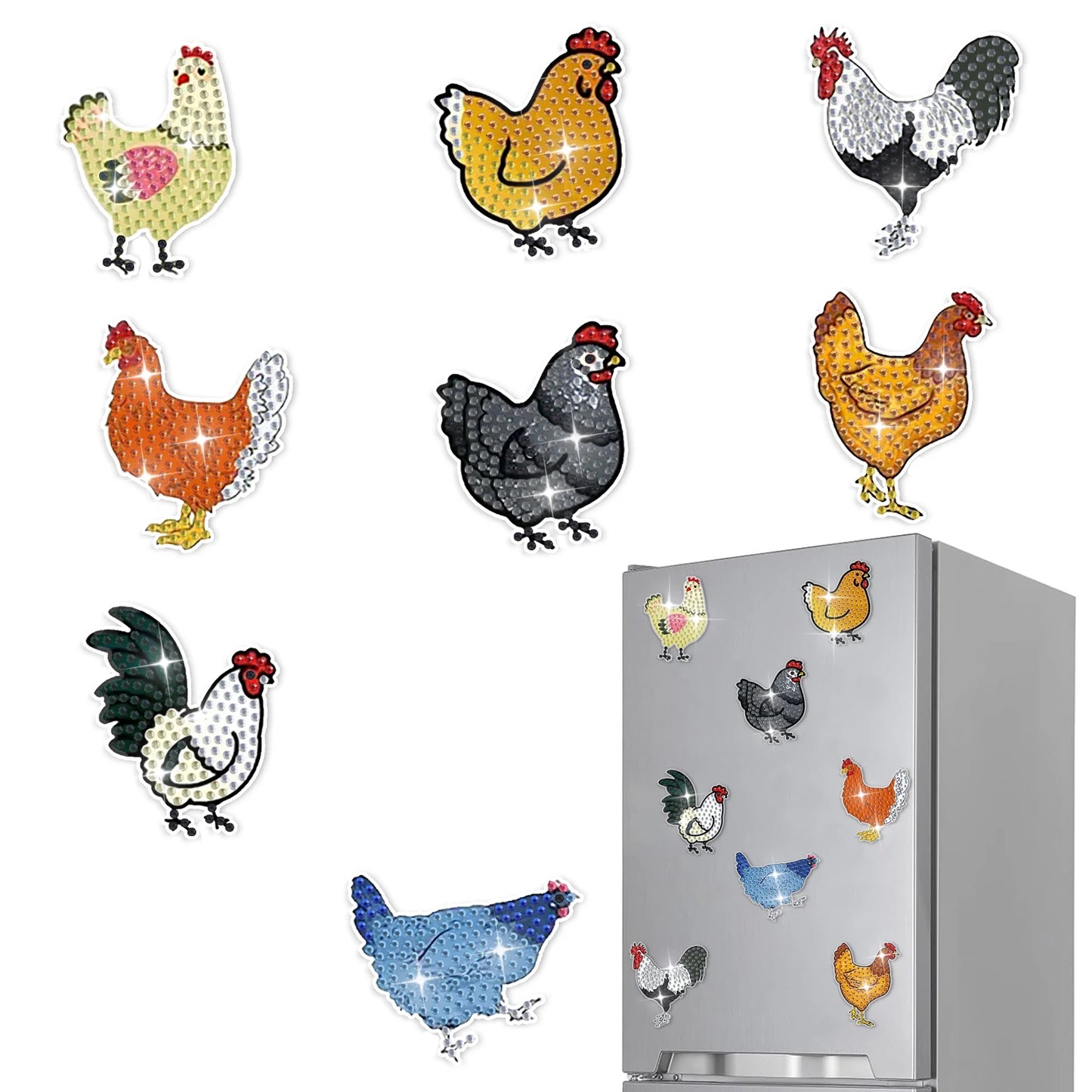 Diamond Painting Magneten - Set van 8 Dieren voor Koelkast