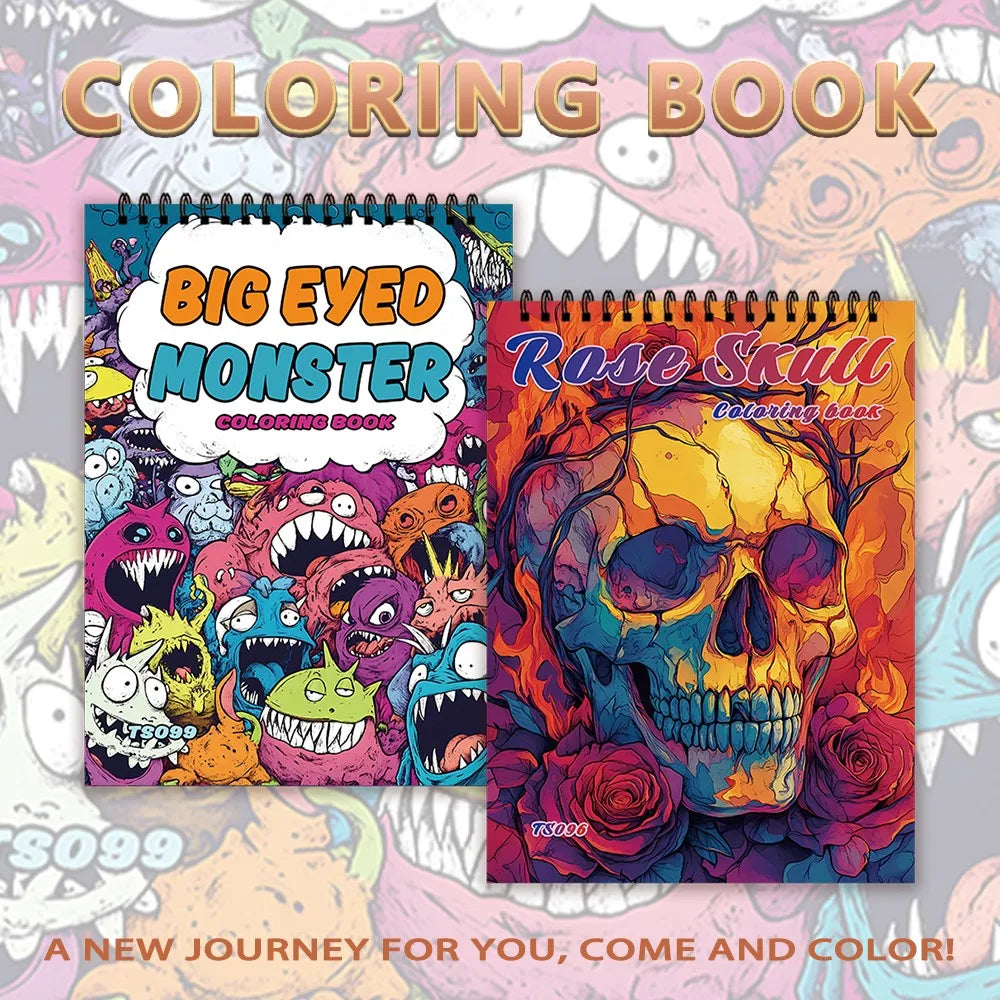 Kleurboek voor volwassenen – Rose Skull & Grote Oogmonsters