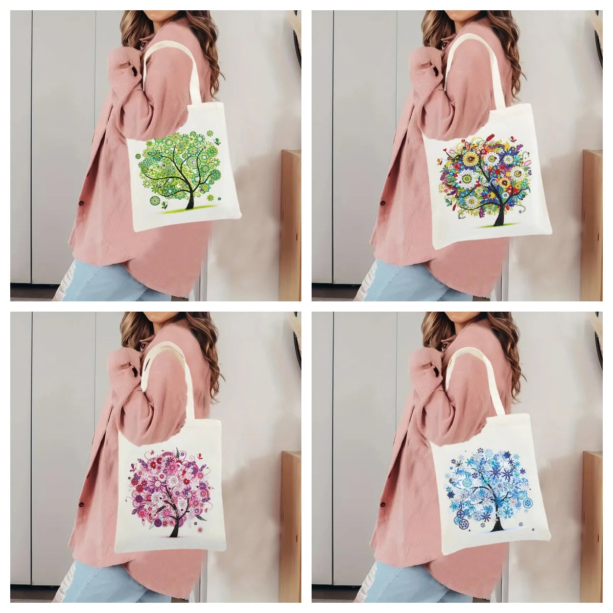 Diamond Painting Tas Seizoenen Shopper met Steentjes
