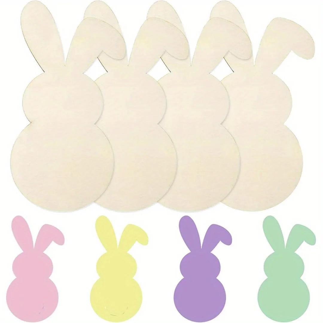 Houten Paas figuren om zelf te kleuren/schilderen – 20 houten konijntjes