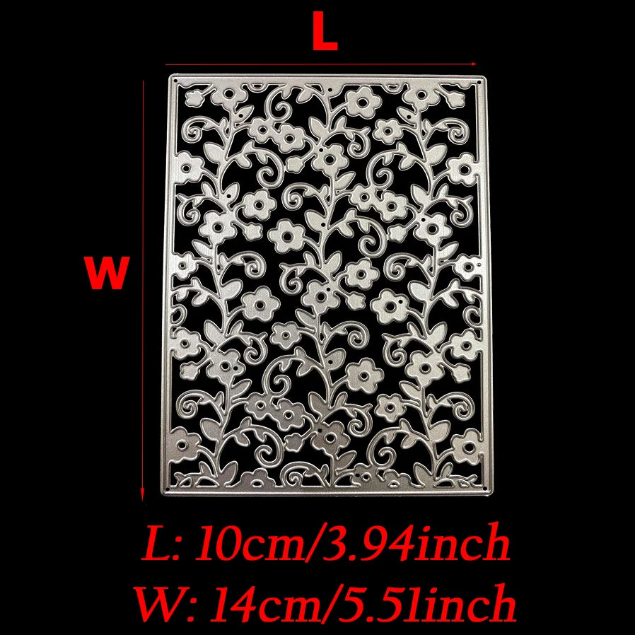 Metalen Snijmal Bloemen Achtergrond Rechthoekig Frame