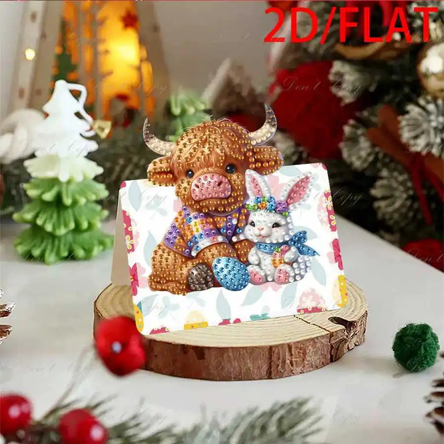 Diamond Painting Wenskaarten Pasen Set van 6 met Paasei en Zonnebloem