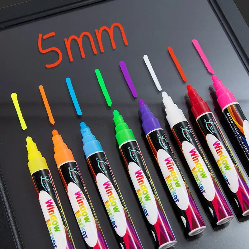 Stiften set 8 kleuren uitwisbare fluorescerende markers voor LED schrijfbord
