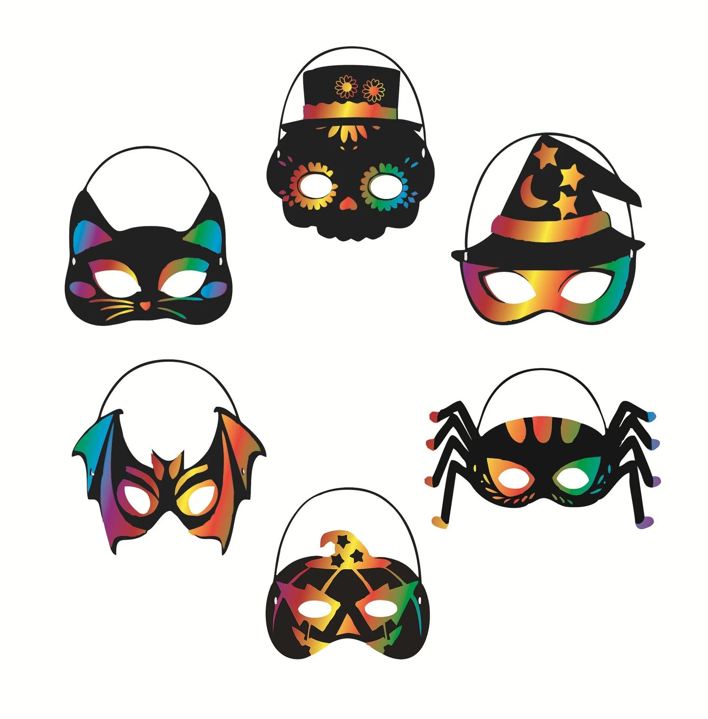 Krastekening Halloween Masker Set 6 Stuks Creatief Knutsel Pakket