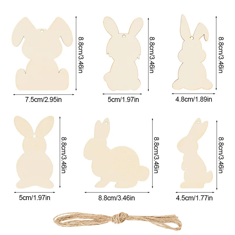 Houten Paas figuren om zelf te kleuren/schilderen – Konijn Hangers Set