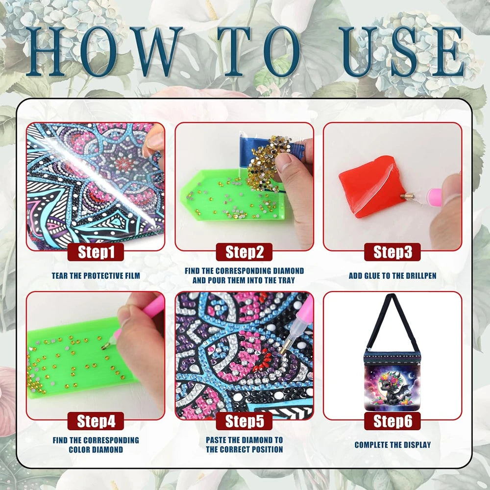 Diamond Painting Tas Vlinder Mandala Crossbody met Rits en Band