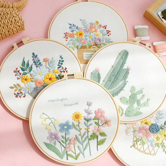 Borduurpakket Bloemen – Compleet Startpakket met borduurring (20 cm)