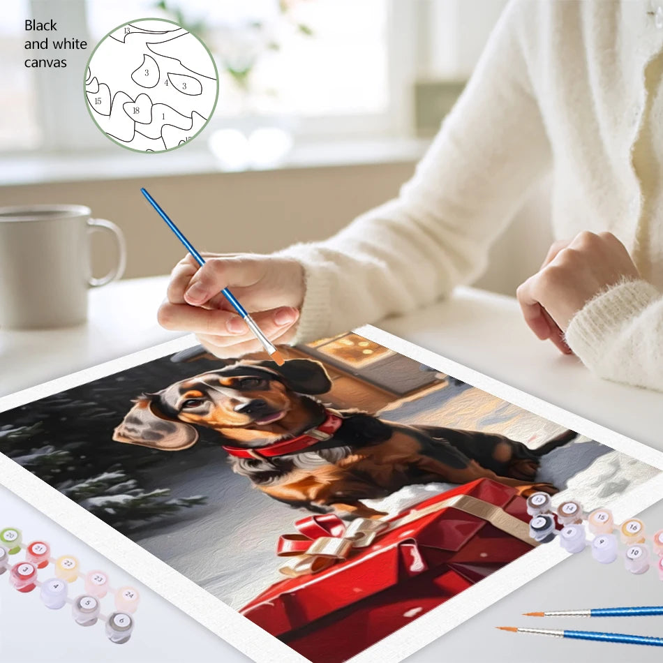 Schilderen op nummer Kerst Dieren met Acrylverf en Lijst (optioneel) - 9962694