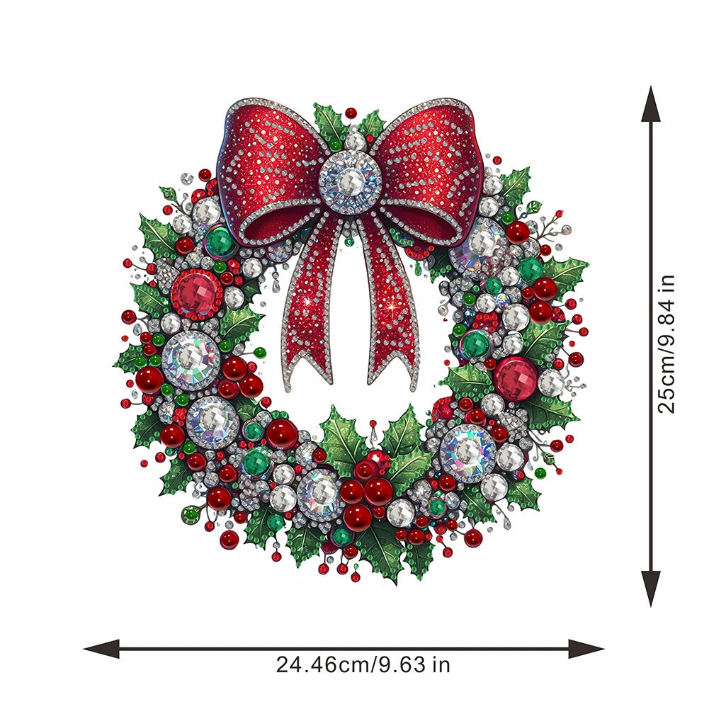 Diamond Painting Kerst krans Hangdecoratie voor Raam, Tuin of Kerstboom - KJ0270