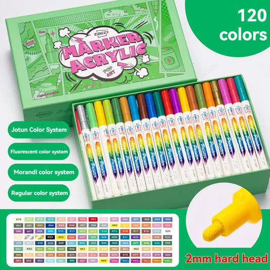 Stiften set tot 12-120 kleuren acrylverf stiften voor steen, textiel, glas & canvas