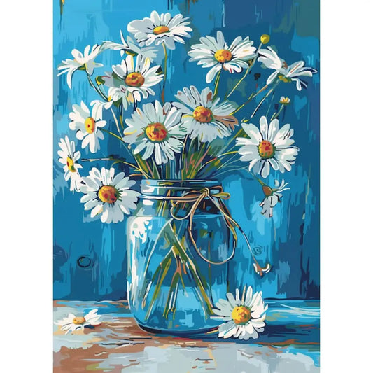 Schilderen op nummer Bloemen met glazen vazen op canvas met frame - 9958157