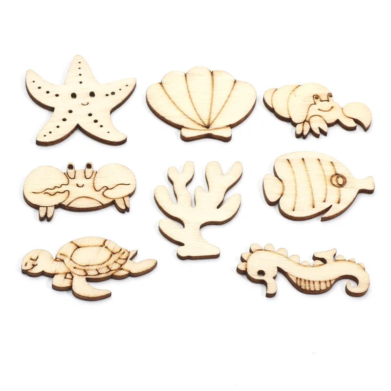 Houten figuur om zelf te kleuren/schilderen – Zee dieren set 20 stuks