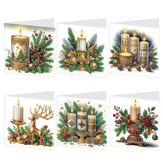Diamond Painting Kerstkaarten set – 6 luxe kerstkaarten met enveloppen