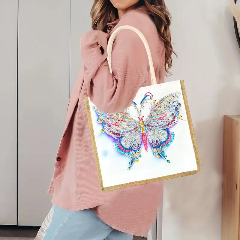 Diamond Painting Tas Vlinderpatroon Shopper Met Steentjes
