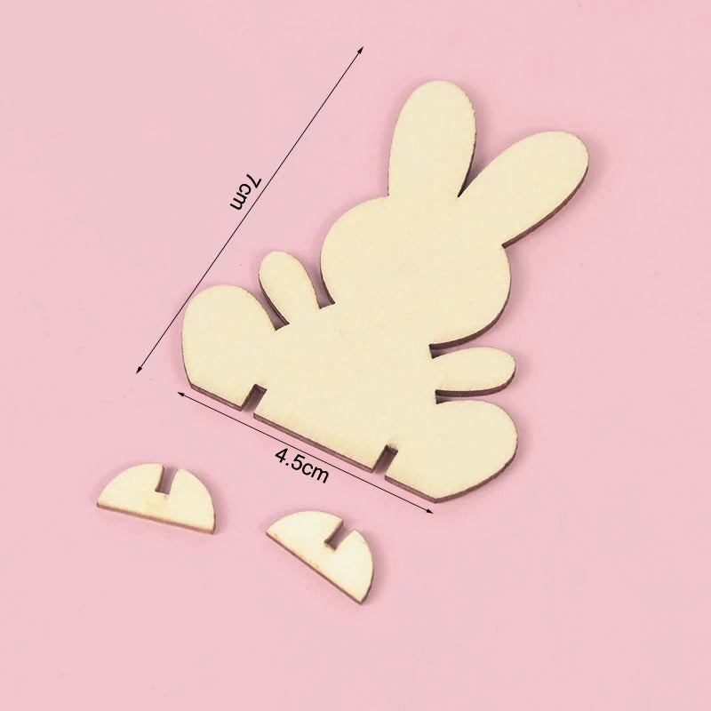 Houten Paas figuur om zelf te kleuren/schilderen – Konijn Paasdecoratie Set