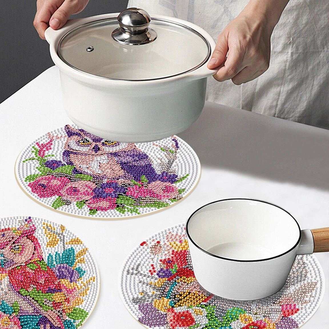 Diamond Painting Placemats Uil Motief Set van 3