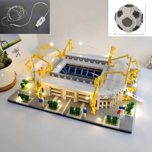 Bouwpakket gebouwen - Voetbalstadion met micro bouwstenen - Dortmund LED Stadium