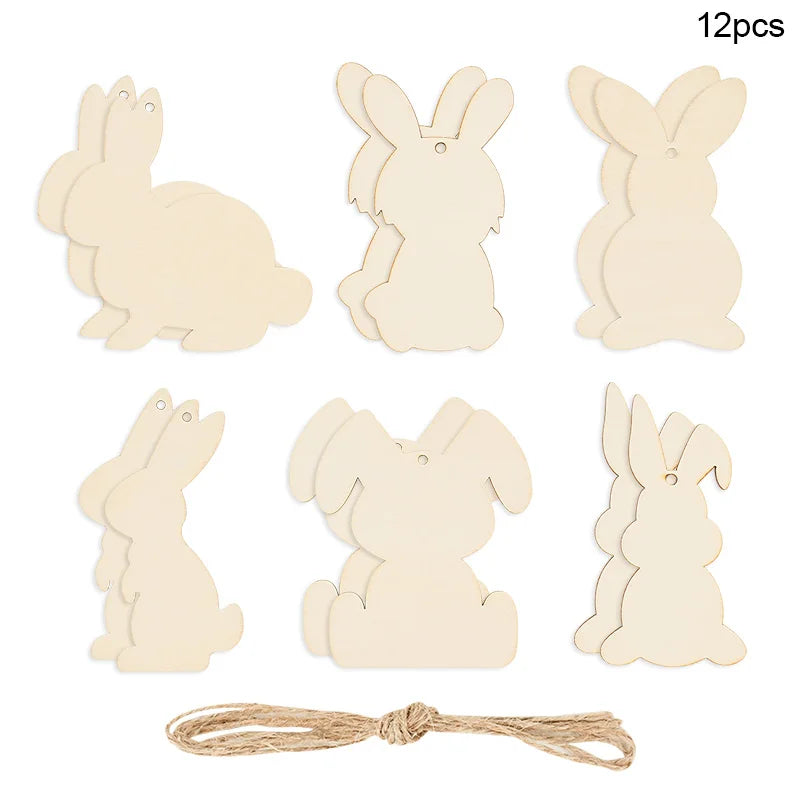 Houten Paas figuren om zelf te kleuren/schilderen – Konijn Hangers Set