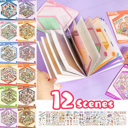 Sticker homestyling set landschapscabine boek met creatieve stickers