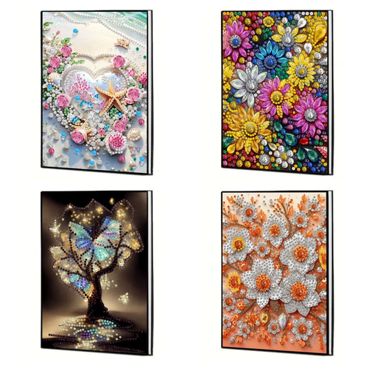 Diamond Painting Notitieboekje Bloemen PU Leer Strass Dagboek