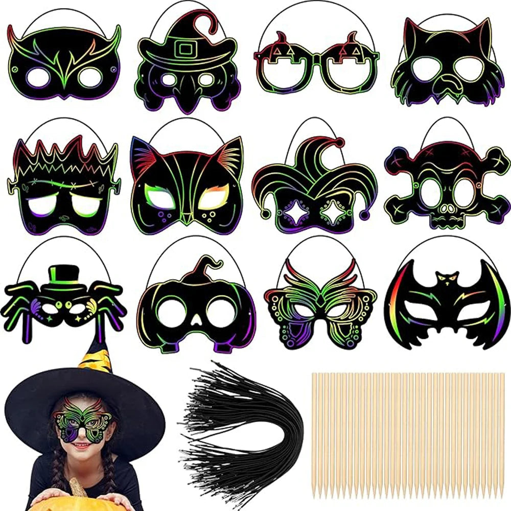 Krastekening Halloween Masker Set 6 Stuks Creatief Knutsel Pakket